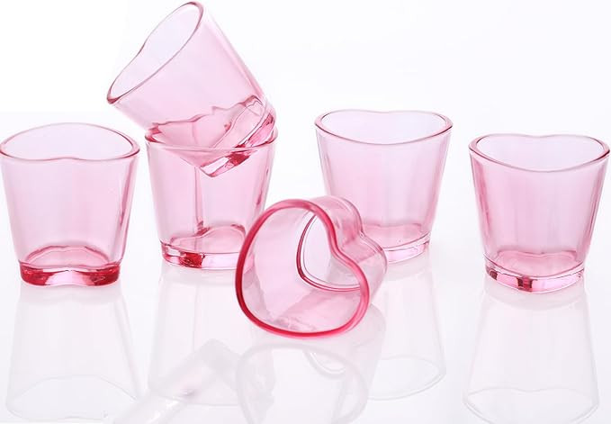 Heart Shot Glasses Set, Pink Shot Glass Cute For Bar Cart Accessories 1.5oz | Amazon (US)