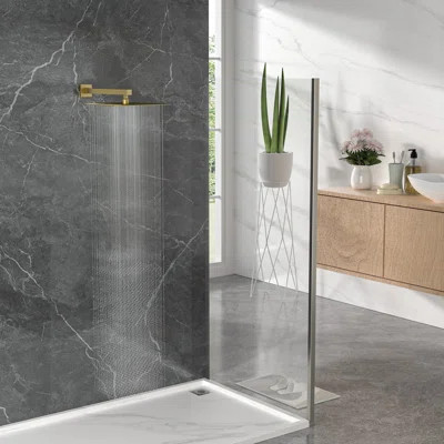 16 Inch Wall-mounted Shower Arm Brass Body Stainless Steel Shower Arm with Flange Cover | Wayfair North America