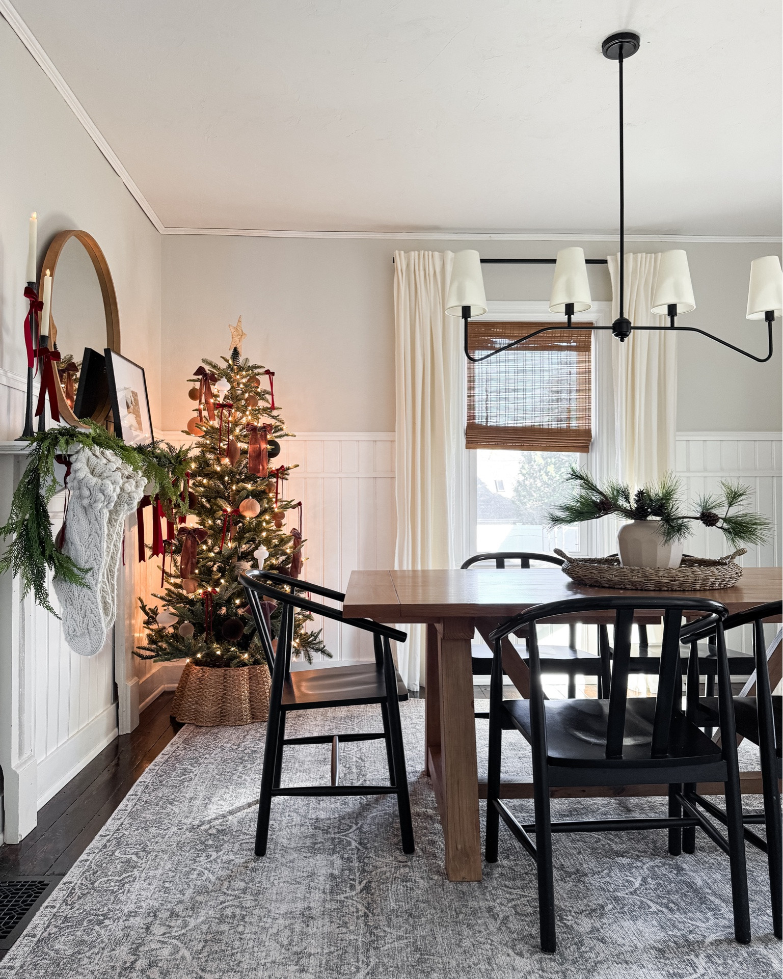 Amazon Prime Big Deal items in my home that I love! Light fixtures, Christmas tree, throw pillows, ribbon, soft area rug.