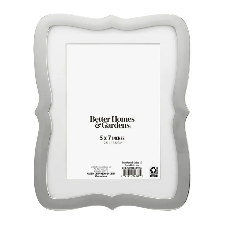 Better Homes & Gardens 5x7 Ornate Tabletop Picture Frame, Silver | Walmart (US)