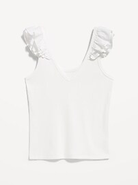 Ruffle-Trim Mixed Material Top | Old Navy (CA)