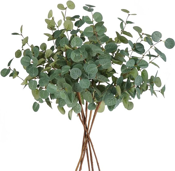 Beferr 6Pcs Artificial Eucalyptus Stems Bulk 24" Faux Flower Stems Tall Eucalyptus Branches Fake ... | Amazon (US)