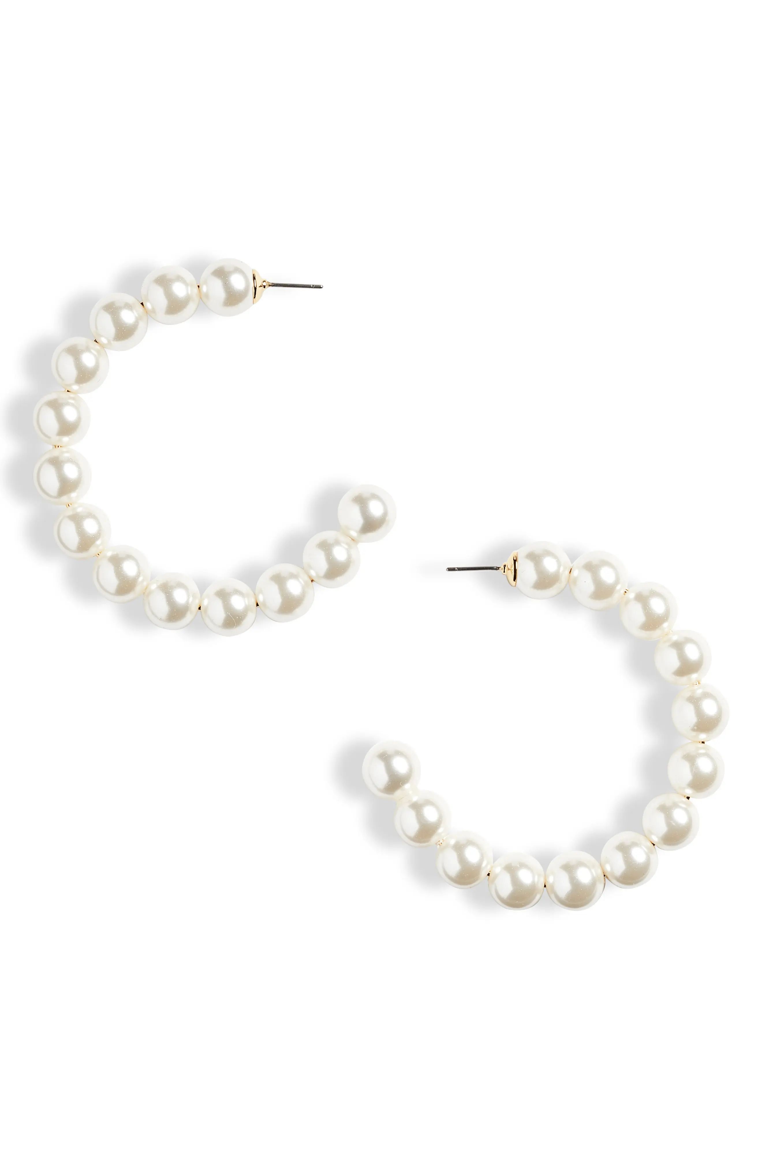 Women's Lele Sadoughi Stardust Imitation Pearl Hoop Earrings | Nordstrom