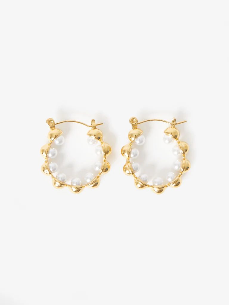 Pearl Ball Hoop Earrings | French Connection (UK)