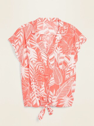 Printed Tie-Hem Resort Shirt for Women | Old Navy (US)