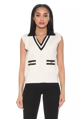 Alexia Admor Michelle Cable Knit Collared Retro Vest | Belk