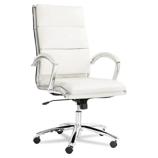 Alera Neratoli White Soft-touch Leather Chrome Frame High-back Swivel / Tilt Chair | Bed Bath & Beyond