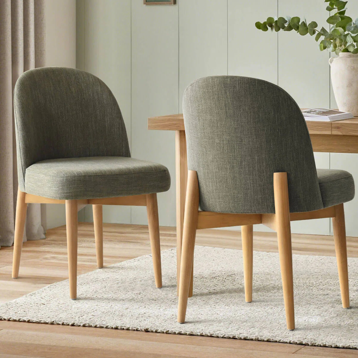 Linen Upholstered Parson Chair with Solid Wood Legs (Set of 2) | Wayfair North America