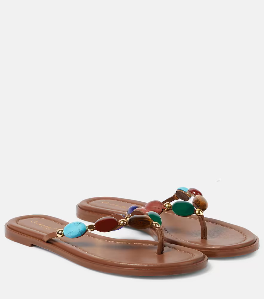Gianvito Rossi Shanti embellished leather thong sandals | Mytheresa (US/CA)