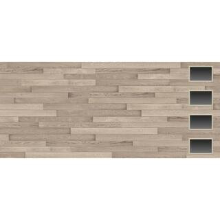 Modern Steel 16 ft. x 7 ft. 18.4 R-Value Insulated Wood Look Plank Coastal Gray Garage Door with Windows | The Home Depot