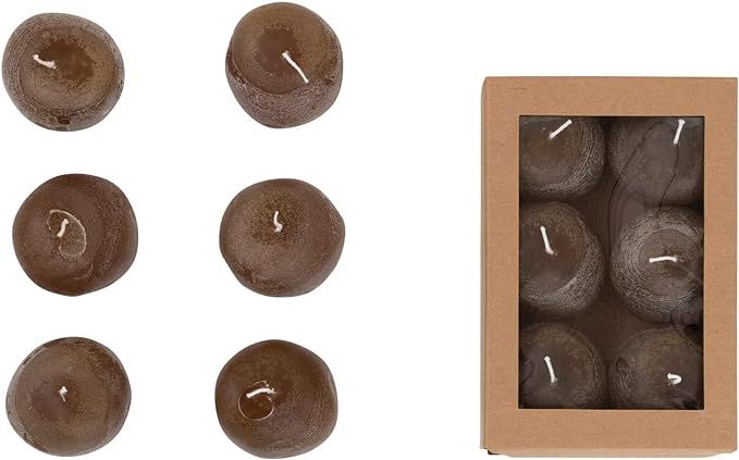 Creative Co-Op Unscented Stone Shaped Votive Candles in Box, Set of 6 | Amazon (US)