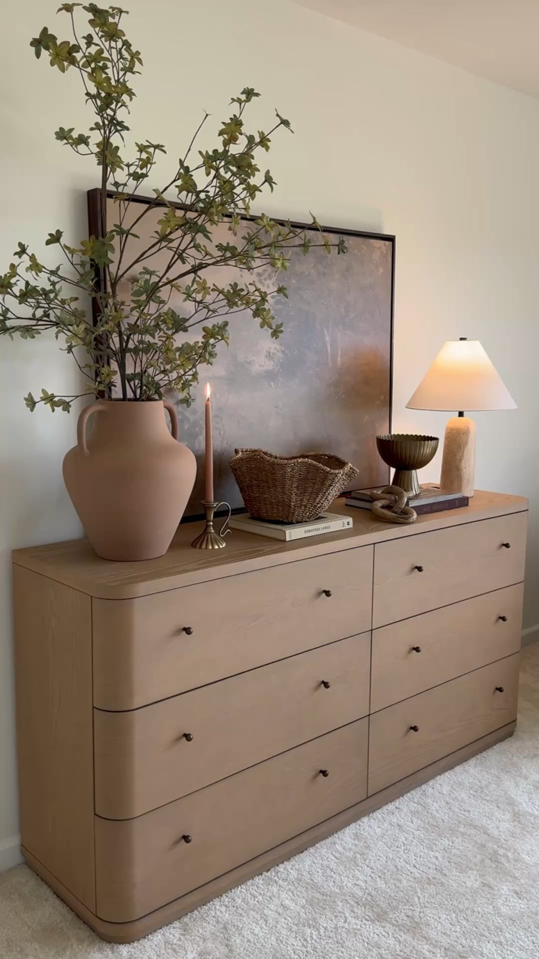 The warm wood and soft glow of this dresser styling feels so homey & intentional🥰

#LTKdayinmylife #LTKSeasonal #LTKHome