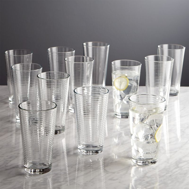 Rings 16-Oz. Cooler Glasses, Set of 12 + Reviews | Crate & Barrel | Crate & Barrel