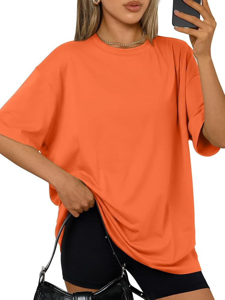 Trendy Queen Womens Oversized T-Shirts Short Sleeves Workout Tops | Amazon (US)