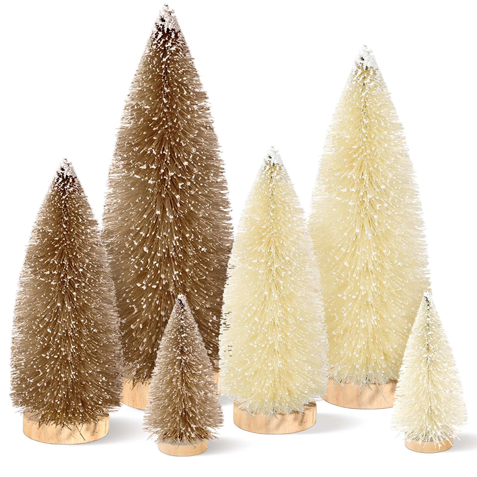 Ayieyill 6Pcs Artificial Mini Christmas Tree Sisal Snow Trees Bottle Brush Christmas Trees Pine T... | Walmart (US)