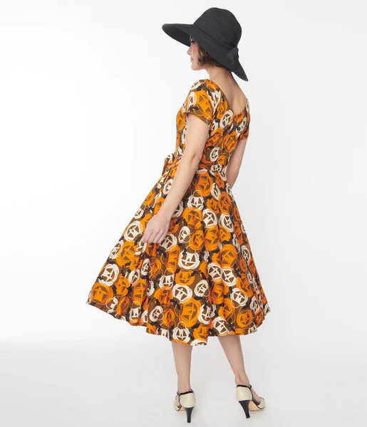 Brown & Orange Pumpkins Bella Swing Dress | UniqueVintage