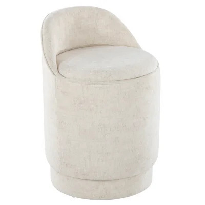 Cream Upholstered 18 - Inch Vanity Stool With 360 Degree Swivel, Versatile Design, Removable Lid For Storage, 250 Lbs Capacity, Indoor Use Only In Fab | Wayfair North America