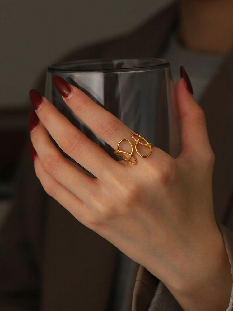 -11%Fashionable Minimalist Style Stainless Steel Open Ring, Ins Design | SHEIN