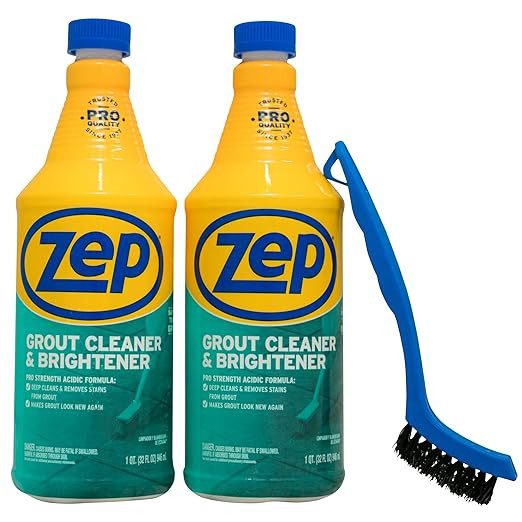 Zep Grout Cleaner and Brightener and Easy to Use Handheld Brush - 32 oz (Case of 2) - ZU104632 - ... | Amazon (US)