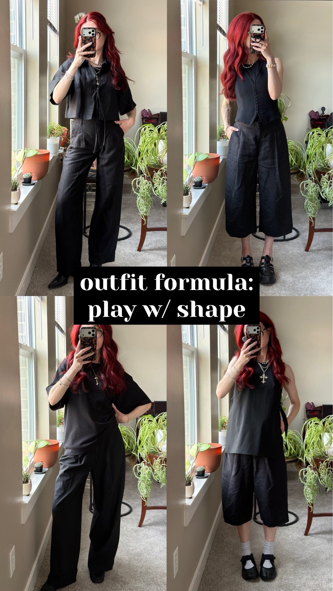 summer work outfit formula - play with shape and silhouette! 

all black style, all black office outfit, work style, aritzia style, aritzia outfits, corporate goth, alternative style, corporate style, all black outfit, summer outfits, summer outfits 2026, layering, formulas, aritzia goth

#LTKSeasonal #LTKWorkwear #LTKootd