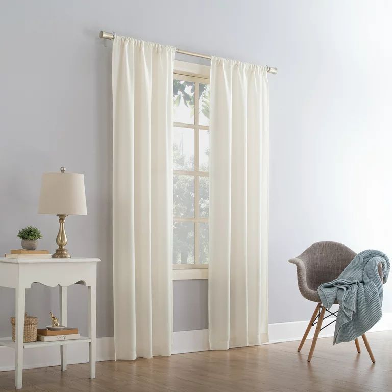 Mainstays Textured Solid Curtain Single Panel, 38" x 63", Cream | Walmart (US)