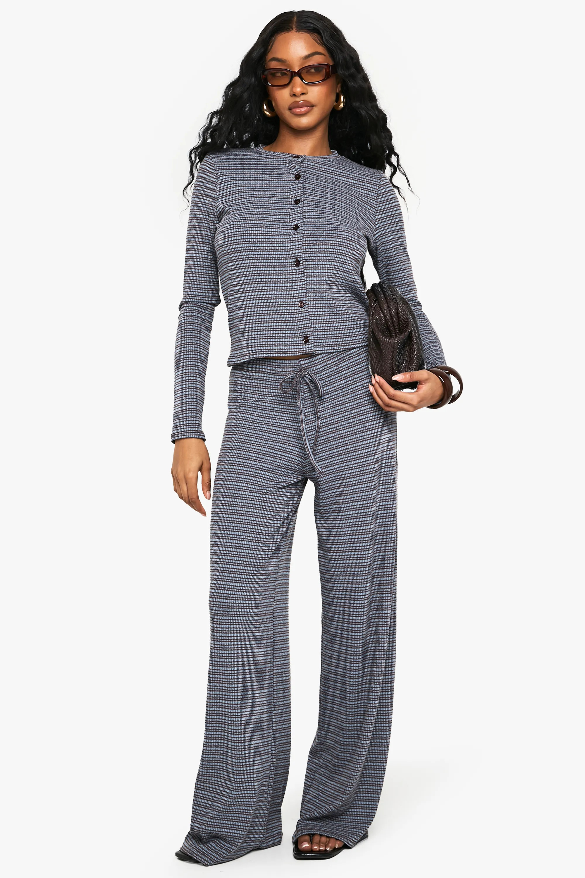 Striped Jersey Wide Leg Trouser | Boohoo.com (UK & IE)