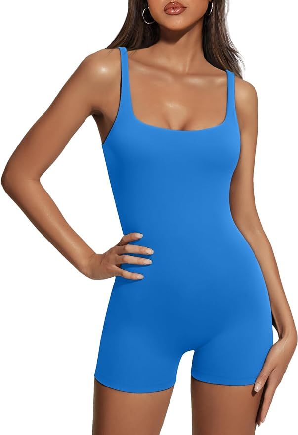 AUTOMET Womens Jumpsuits Unitard Bodysuits One Piece Shorts Rompers Yoga Sleeveless Backless Seam... | Amazon (US)