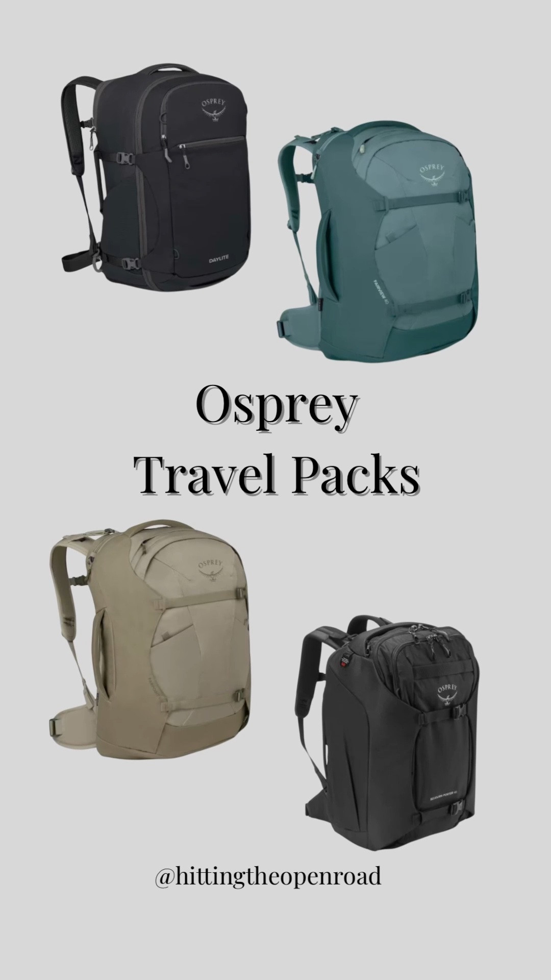 Osprey makes some pretty awesome backpacks that can be used as a carry on for travel.  We tried on a few at @REI today and these are the top contenders.

#LTKTravel