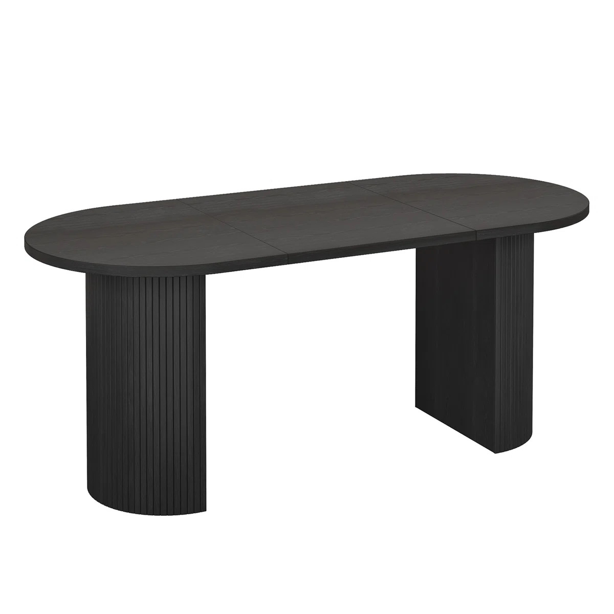 71" Oval Dining Table Kitchen Table With Tambour Double Pedestal Base | Wayfair North America