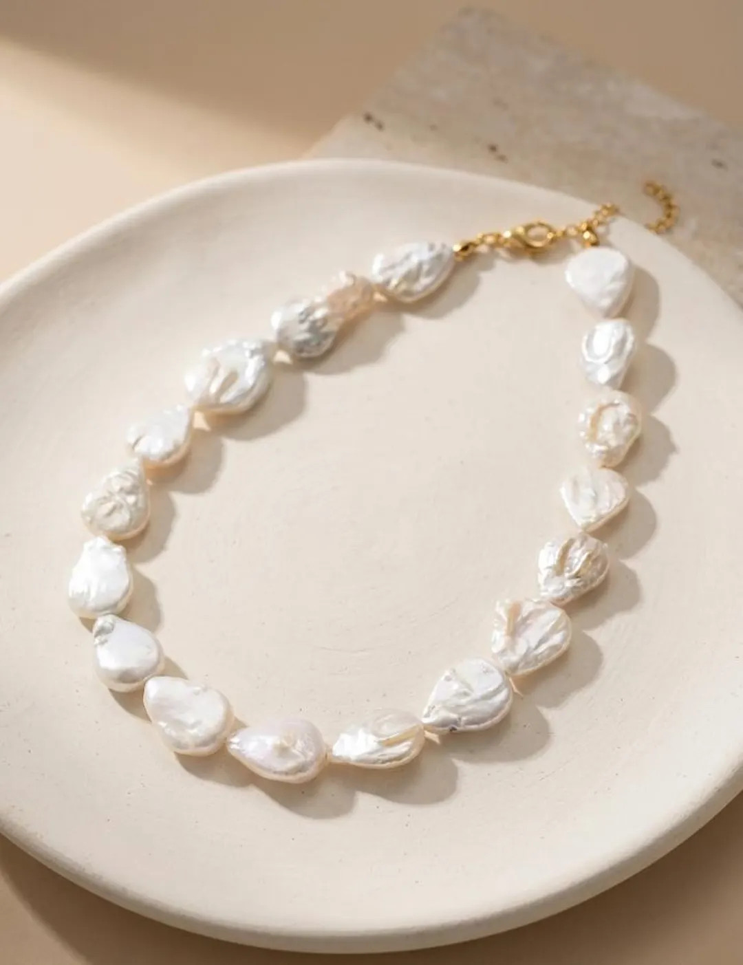 Natural Baroque Pearl Necklace, Real Freshwater Pearl Choker, Gift for Her - Etsy | Etsy (US)