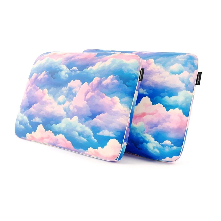 Memory Foam Fun Pillow with Cool-to-the-Touch Cover, Standard/Queen, Dreamy Clouds, 2 Pack | Walmart (US)