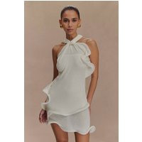 Caprice Halter Knit Mini Dress - White I MESHKI I Size L | MESHKI US
