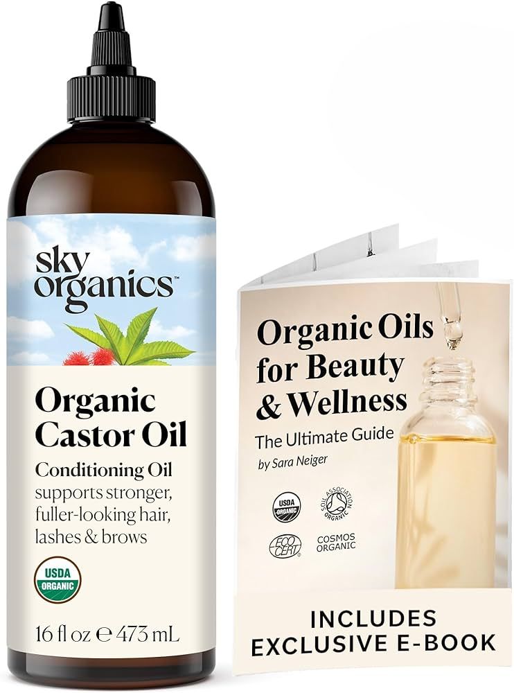 Sky Organics Organic Castor Oil, 100% Pure, Hexane Free, Cold-Pressed to Support Stronger, Fuller... | Amazon (US)