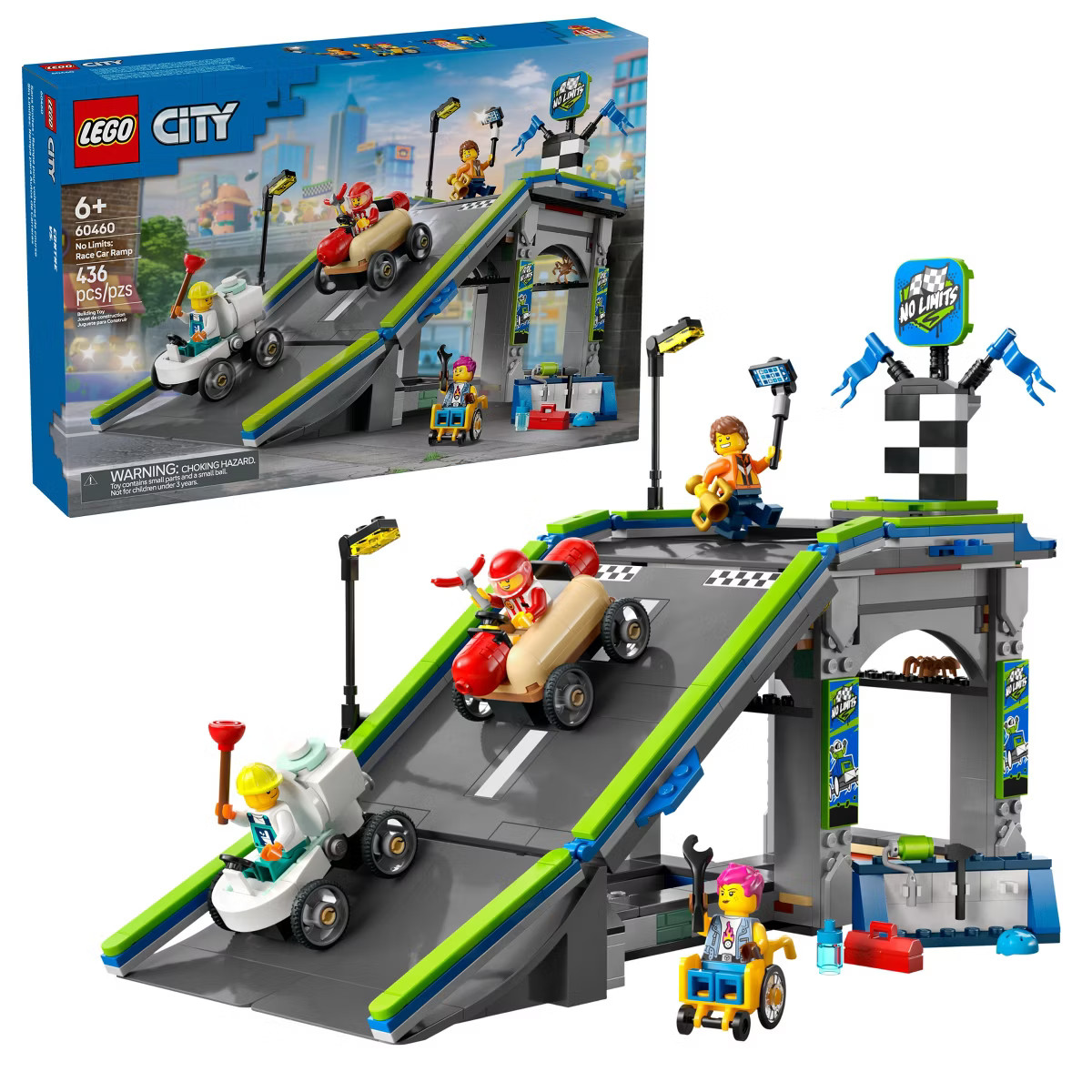 LEGO City No Limits Race Car Ramp Track Building Toy with 2 Soap Box Racing Cars 60460 | Target