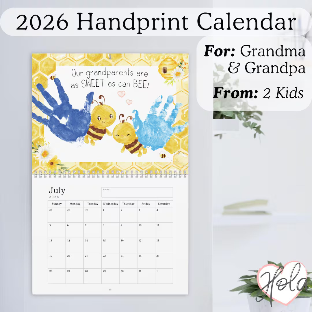 2026 Grandparents Handprint Calendar, Christmas Gifts for Grandma and Grandpa From 2 Grandkids - ... | Etsy (US)