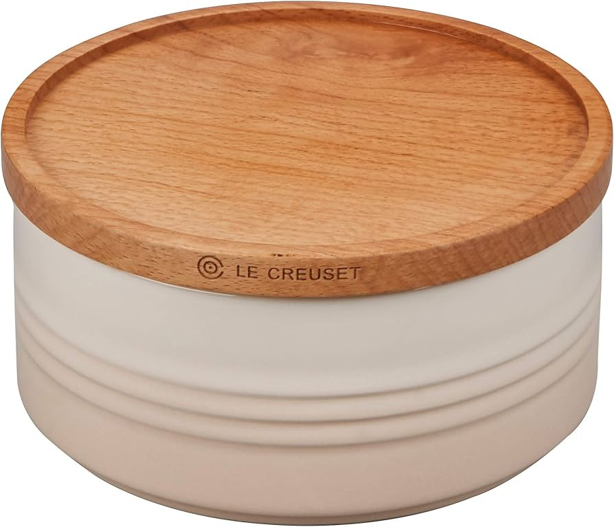 Le Creuset Stoneware Canister with Wood Lid, 23 oz. (5.5" diameter), Meringue | Amazon (US)