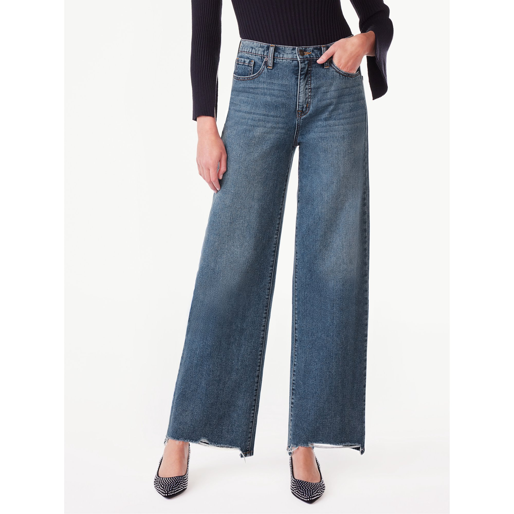 Scoop Women's Wide Leg Low Rise Jeans, Sizes 0-18 | Walmart (US)