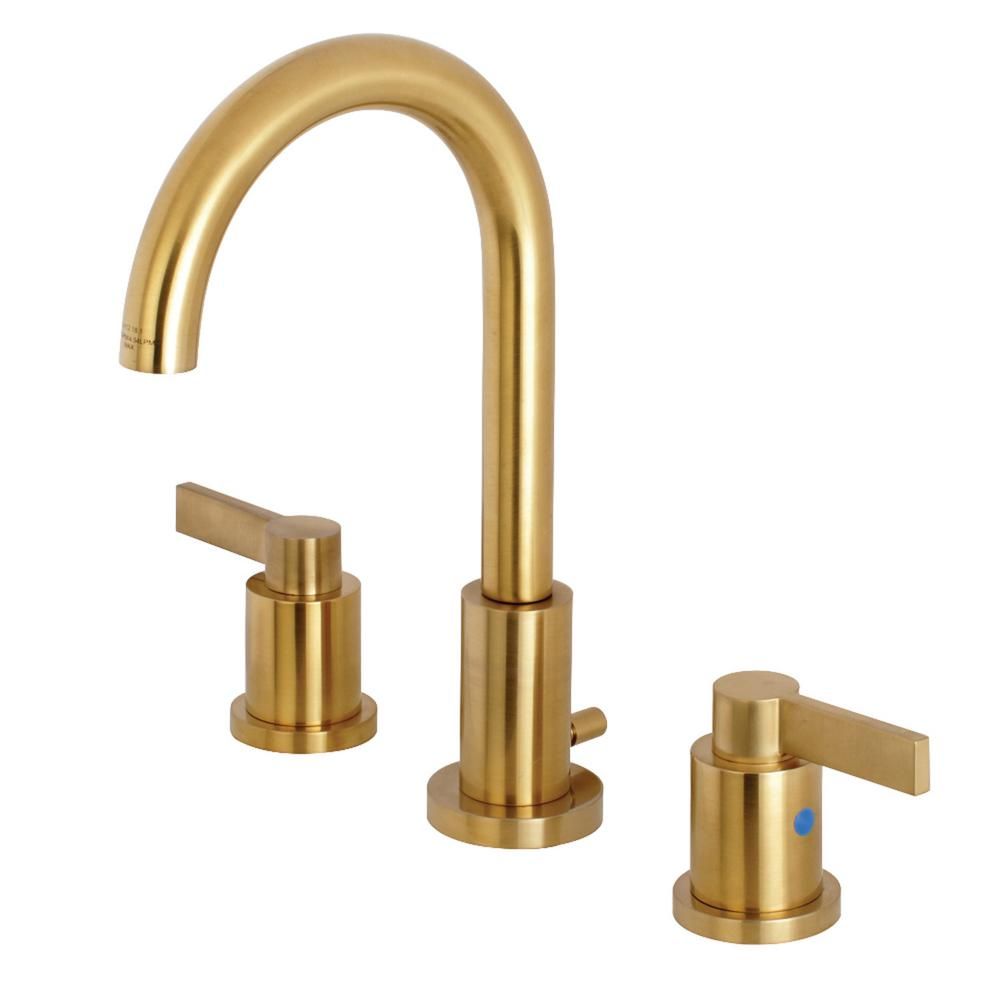 Kingston Brass Nuvo 8 in. Widespread 2-Handle High-Arc Bathroom Faucet in Satin Brass-HFSC8923NDL -  | The Home Depot