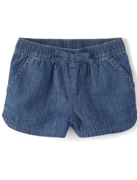 Baby And Toddler Girls Chambray Pull On Shorts - poppie wash | The Children's Place
