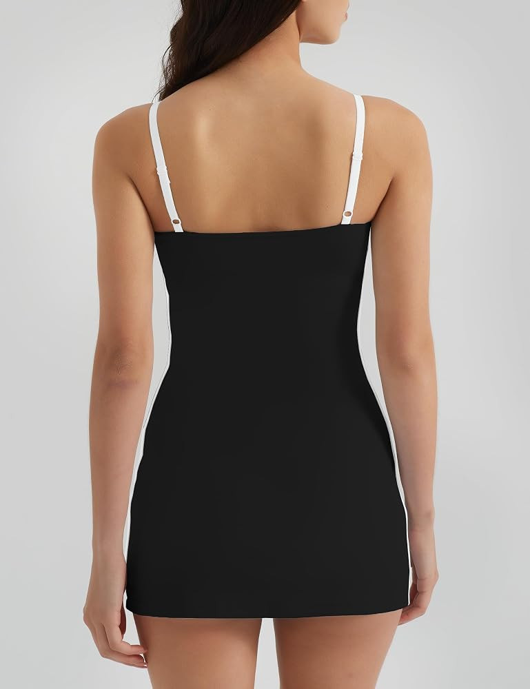 Womens Tennis Dress with Built-in Bra & Shorts Pockets,Sleeveless Adjustable Spaghetti Strap Colo... | Amazon (US)