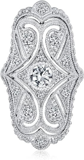 Amazon.com: Bling Jewelry Deco Antique Style Filigree Pave CZ Wide Armor Full Finger Fashion Stat... | Amazon (US)