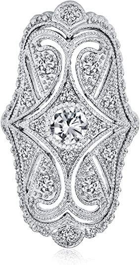 Amazon.com: Bling Jewelry Deco Antique Style Filigree Pave CZ Wide Armor Full Finger Fashion Stat... | Amazon (US)