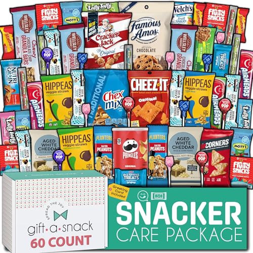 Gift A Snack - Easter Treats, Snack Box Variety Pack Care Package + Greeting Card (60 Count) Ramadan Gifts Birthday Sweet Treats Gift Basket, Candies Chips Crackers Bars Office Food Assortments | Amazon (US)