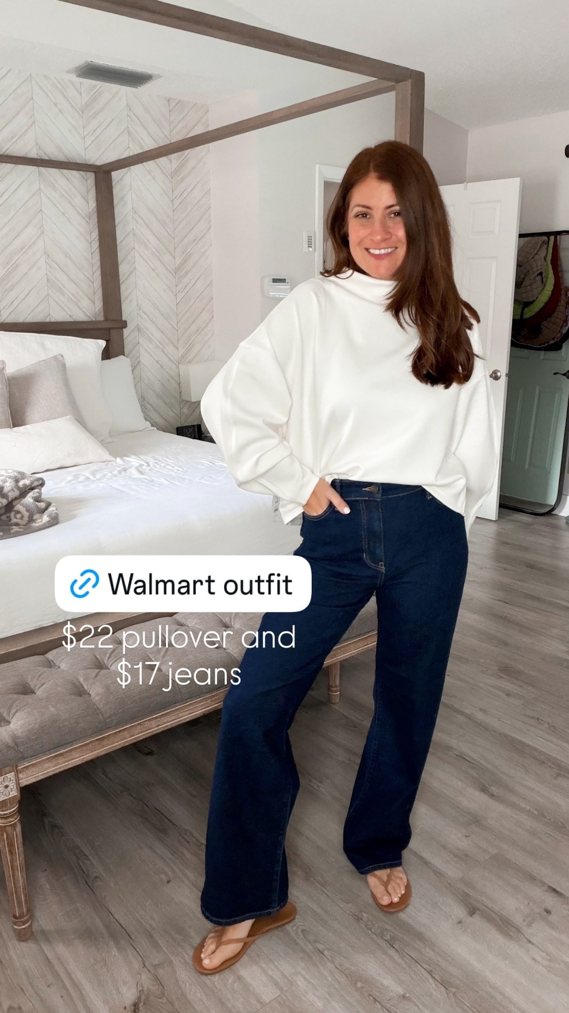 $22 pullover and $17 jeans