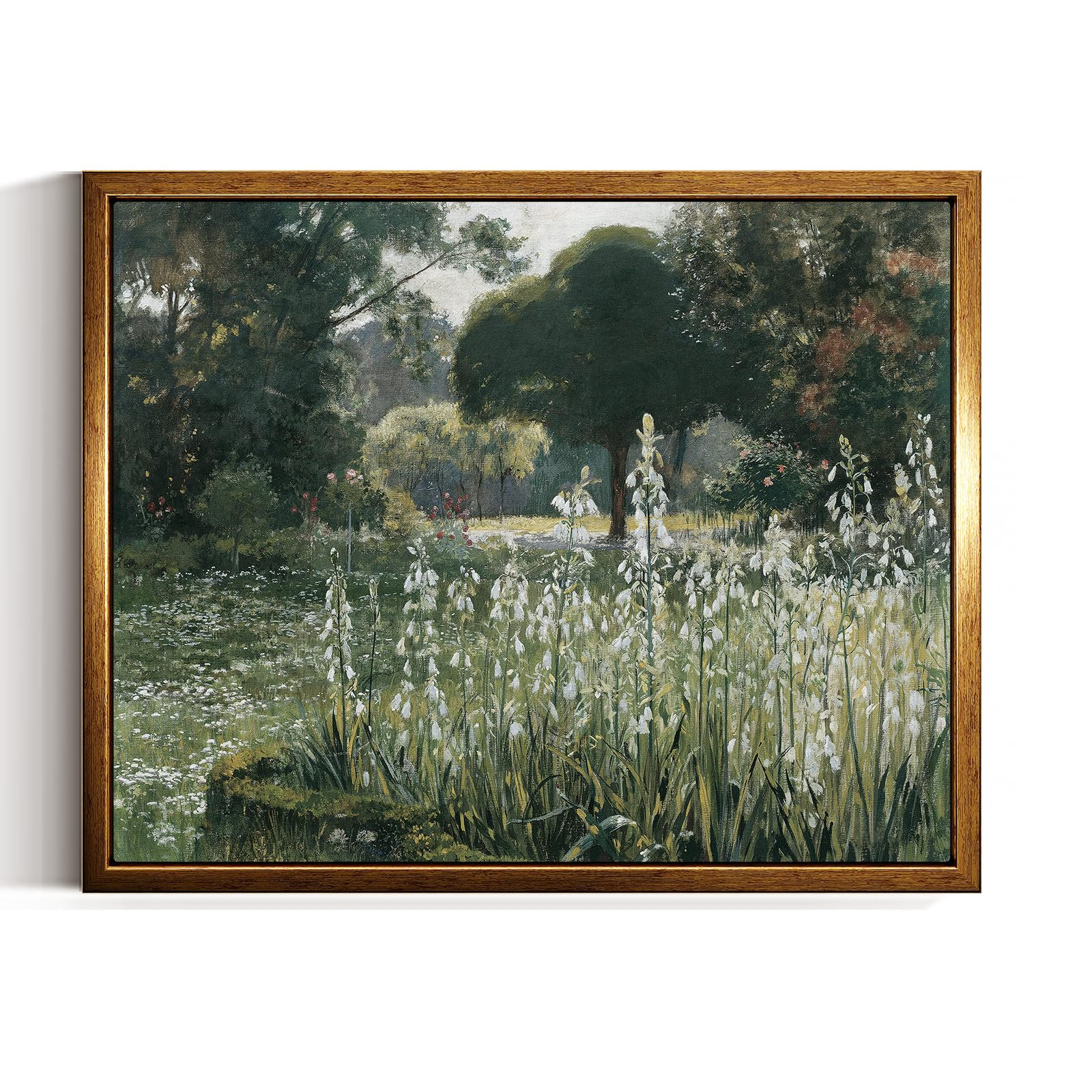InSimSea Golden Framed Vintage Canvas Wall Art Summer Hyacinths Cottage Garden Landscape Meadow P... | Amazon (US)
