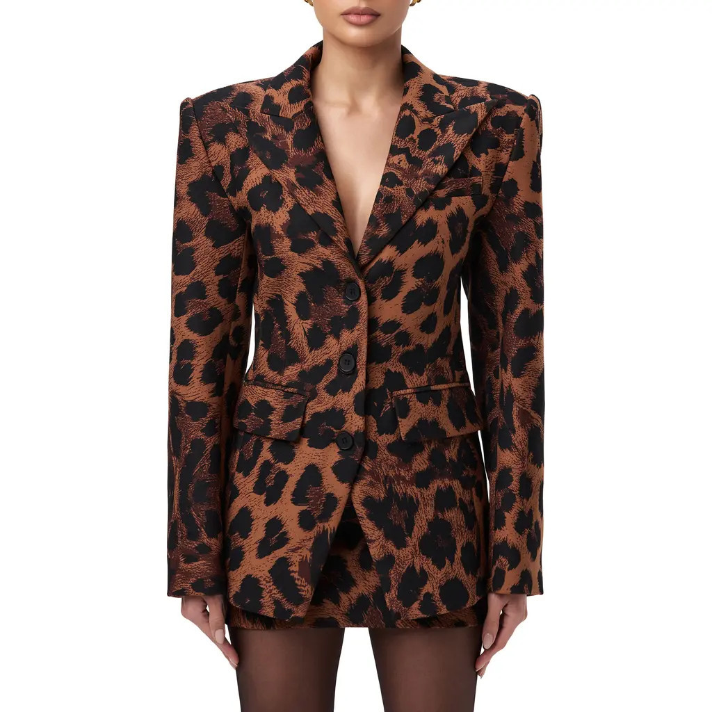 Naked Wardrobe Fitted Blazer in Leopard at Nordstrom, Size X-Small | Nordstrom