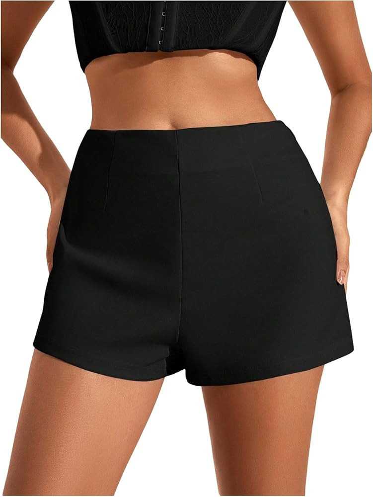 Floerns Women's High Waisted Shorts Straight Leg Casual Stretch Mini Shorts | Amazon (US)