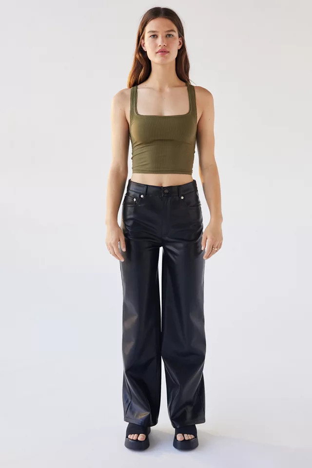 UO High & Wide Faux Leather Pant | Urban Outfitters (US and RoW)