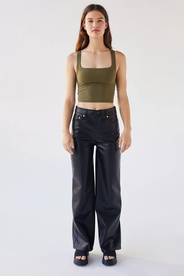 UO High & Wide Faux Leather Pant | Urban Outfitters (US and RoW)