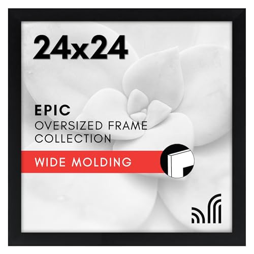 Americanflat 24x24 Picture Frame with Polished Plexiglass - Epic Collection - Square Picture Frame with Engineered Wood - Wide Photo Frames for Wall display - Black | Amazon (US)